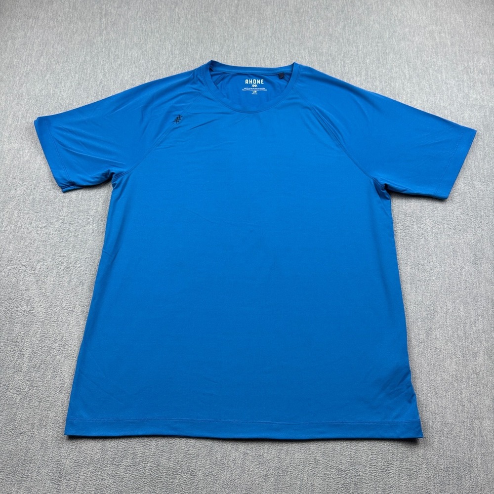 Rhone Shirt Men Large Blue Reign Short Sleeve Crew Neck Workout Gym Training Tee